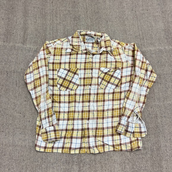 Sears Other - Vintage Sear Flannel Shirt Mens Large Yellow 1970s Long Sleeve